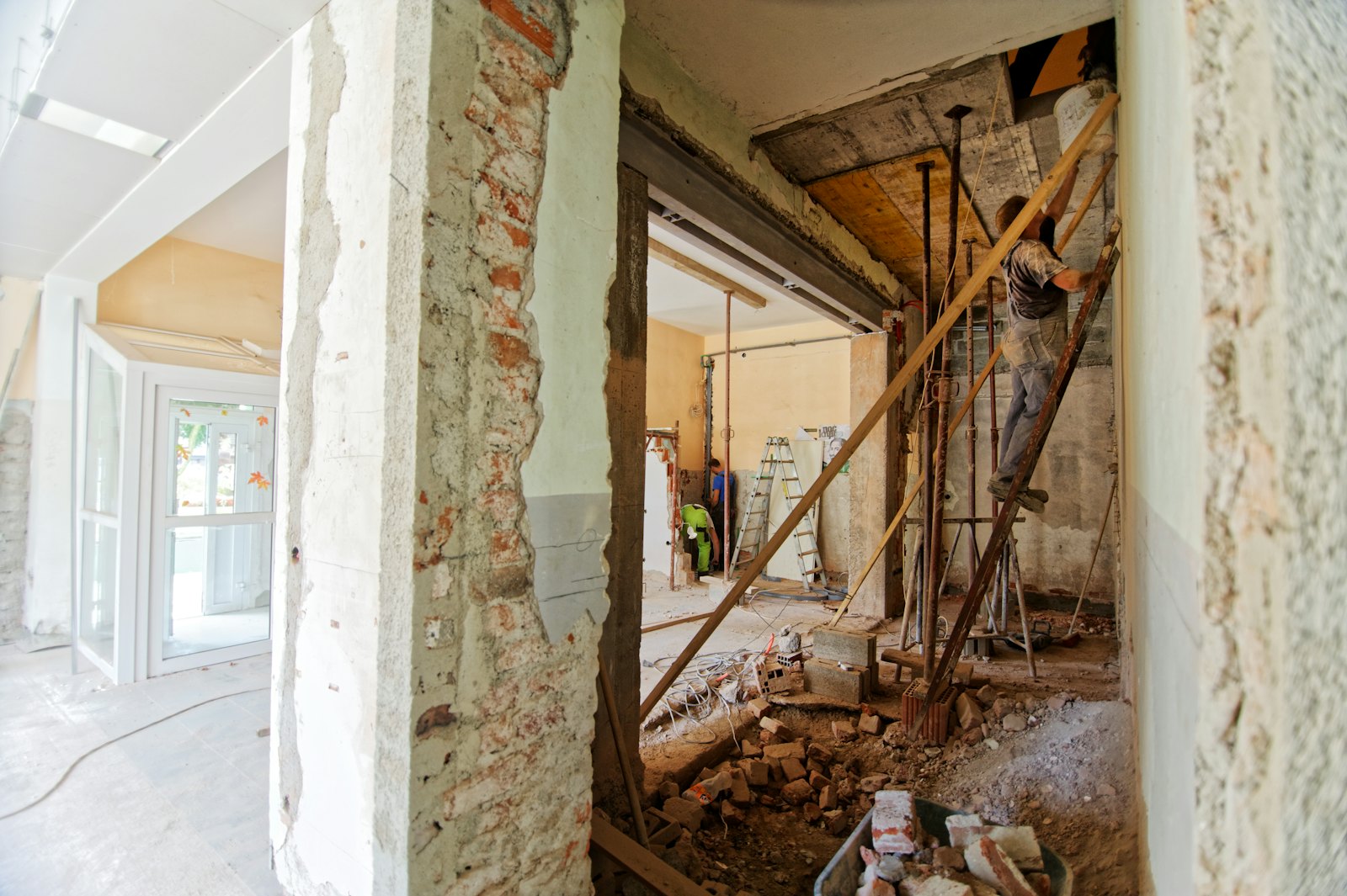 Wall opened up during a whole-home renovation